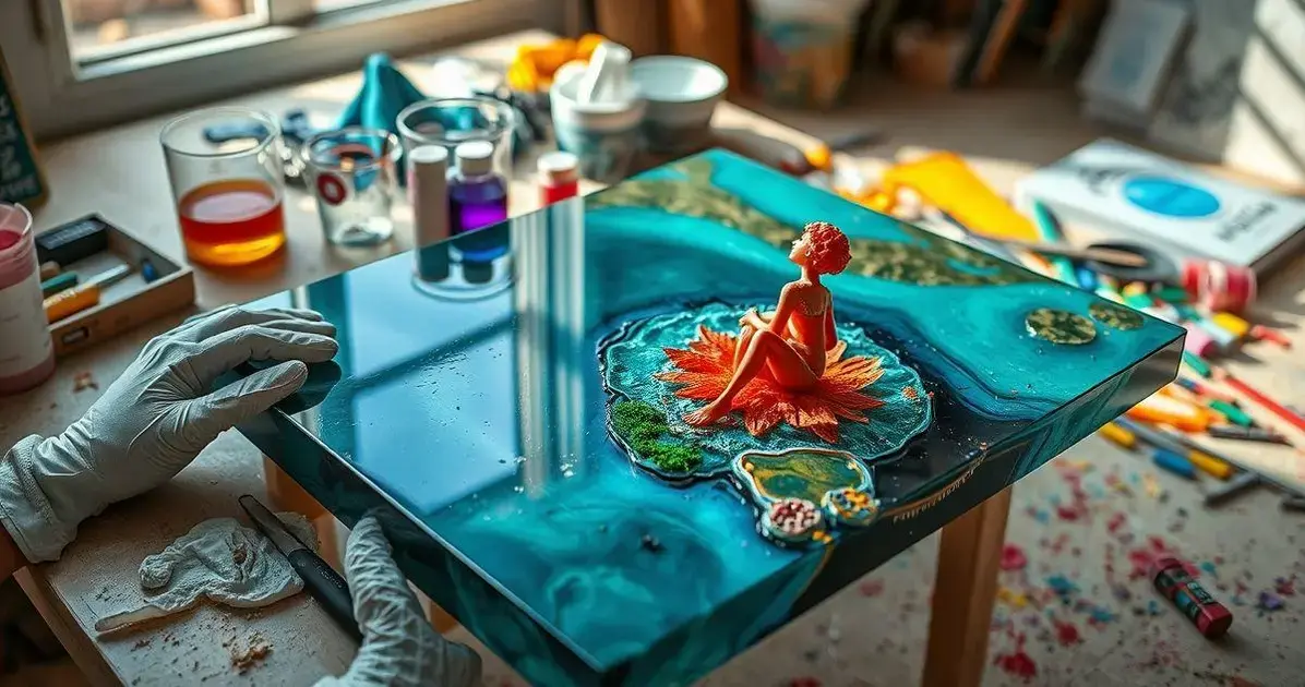 Como colocar uma figura na tampa de mesa de resina Como colocar uma figura na tampa de mesa de resina