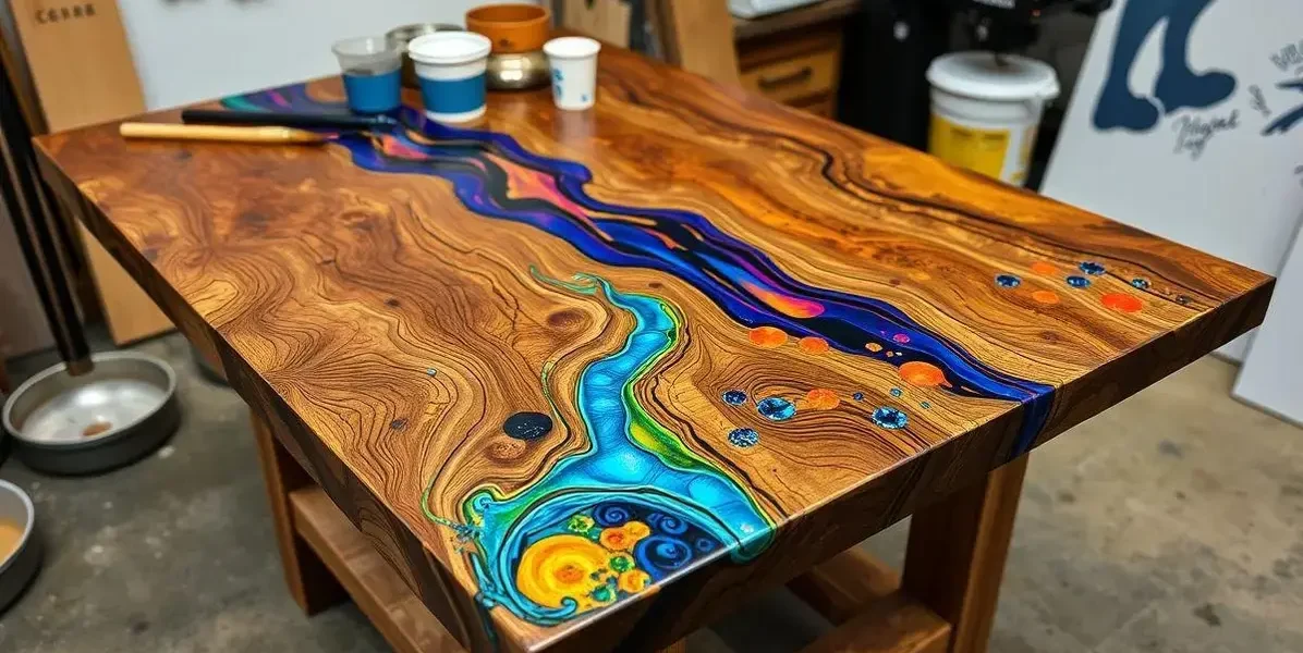 Como customizar mesa de madeira com resina epox