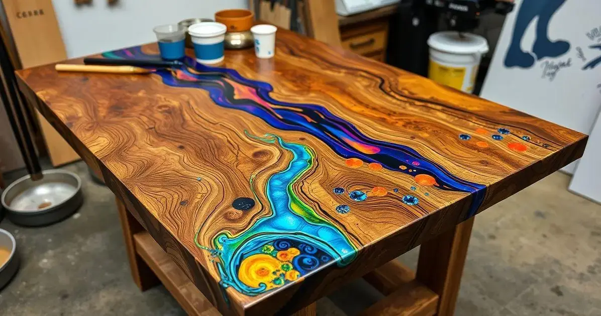 Como customizar mesa de madeira com resina epox Como customizar mesa de madeira com resina epox