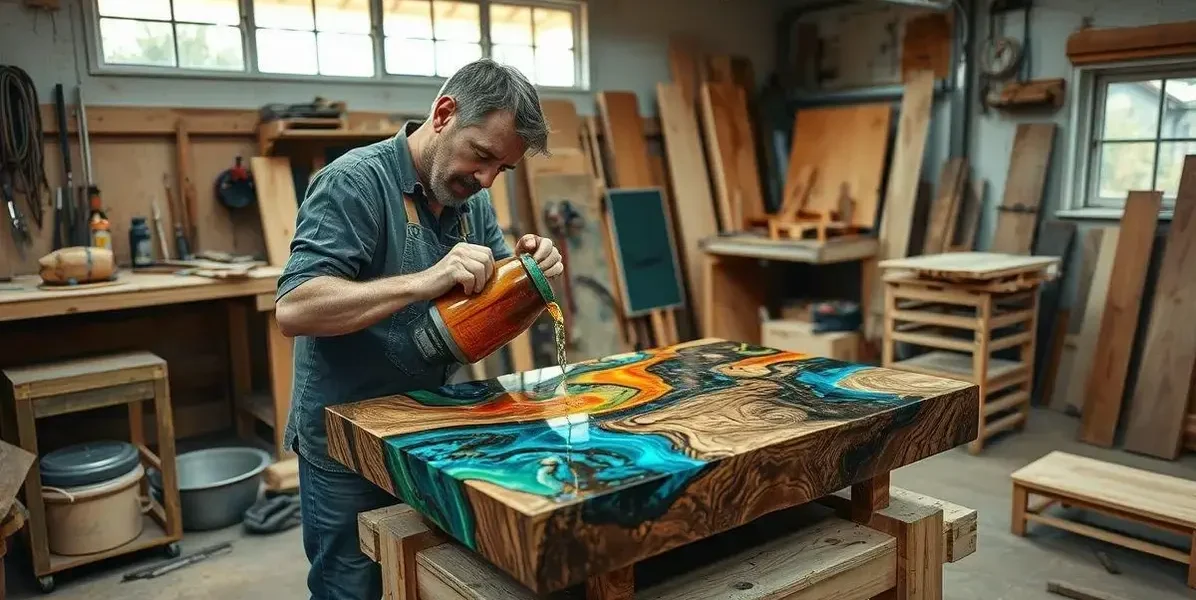 Como fabrica mesas de madeira com resina