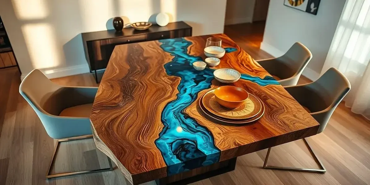 Como faser mesa de jantar com madeira e resina epoxi