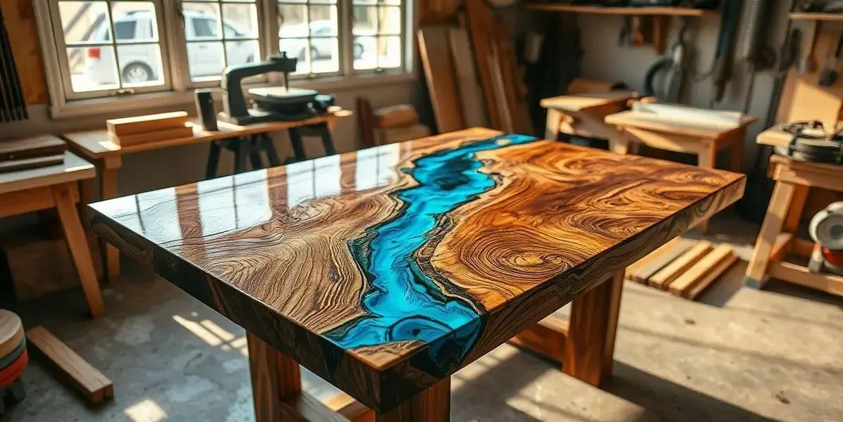 Como faz mesa de resina e madeira