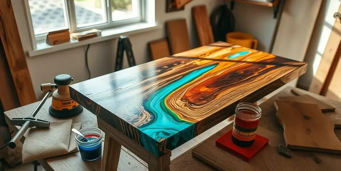 Como faze mesas de madeira com resina