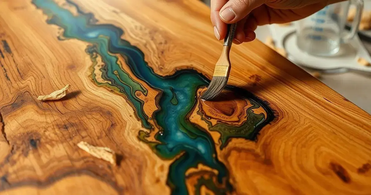 Como fazer mesa com pedaços de madeira com resina Como fazer mesa com pedaços de madeira com resina