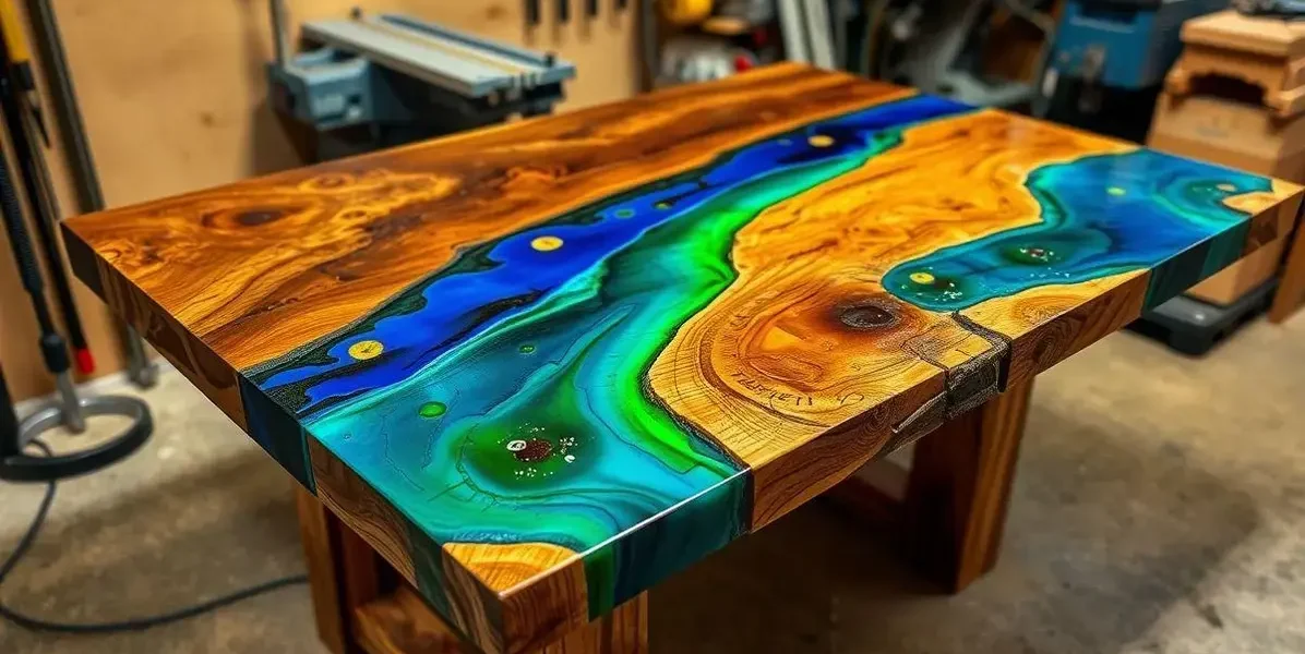 Como fazer mesa com pedaços de madeira com resina