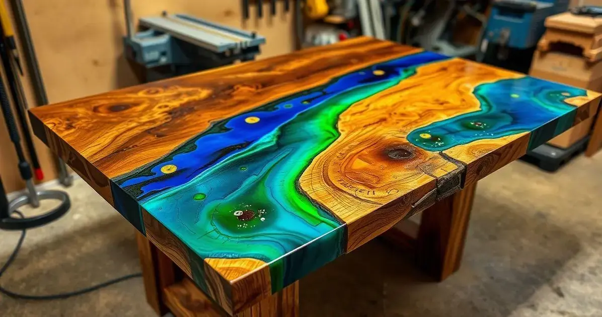 Como fazer mesa com pedaços de madeira com resina Como fazer mesa com pedaços de madeira com resina