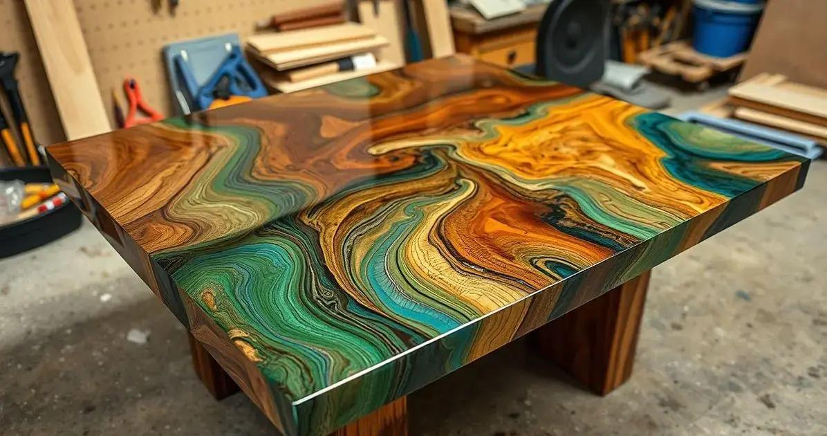 Como fazer mesa com retalhos de madeira e resina Como fazer mesa com retalhos de madeira e resina