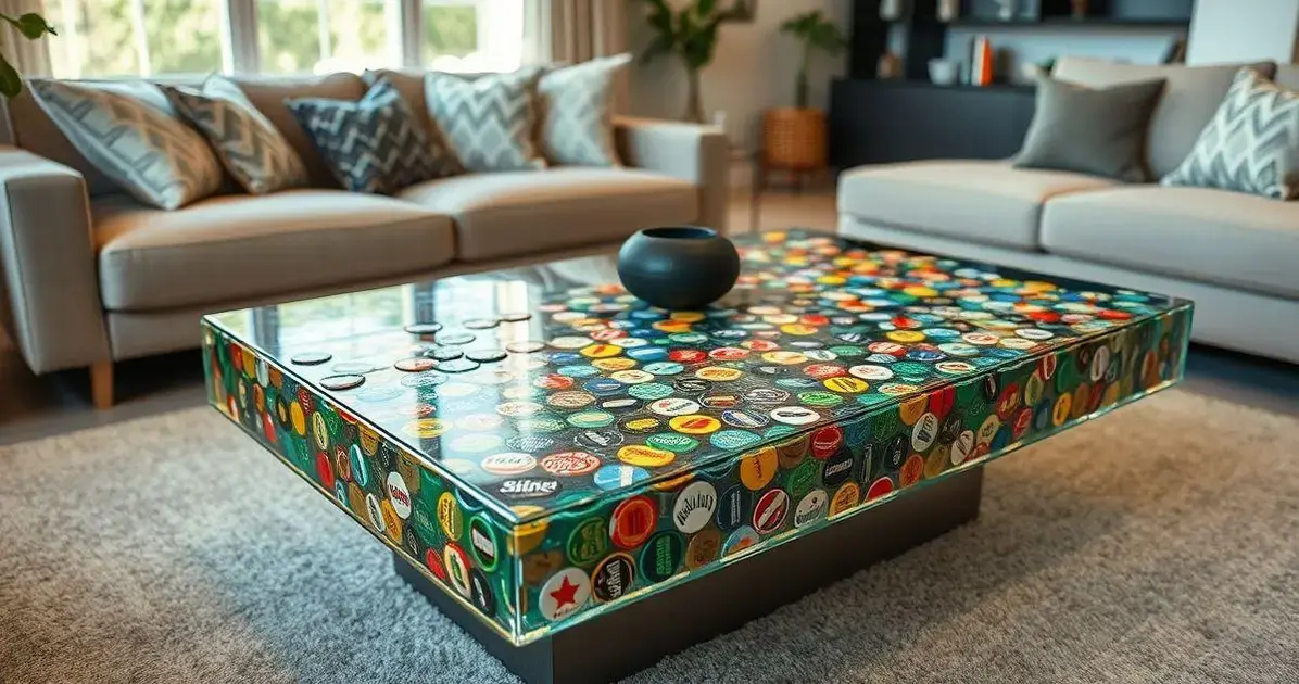 Como fazer mesa com tampinhas de cerveja e resina