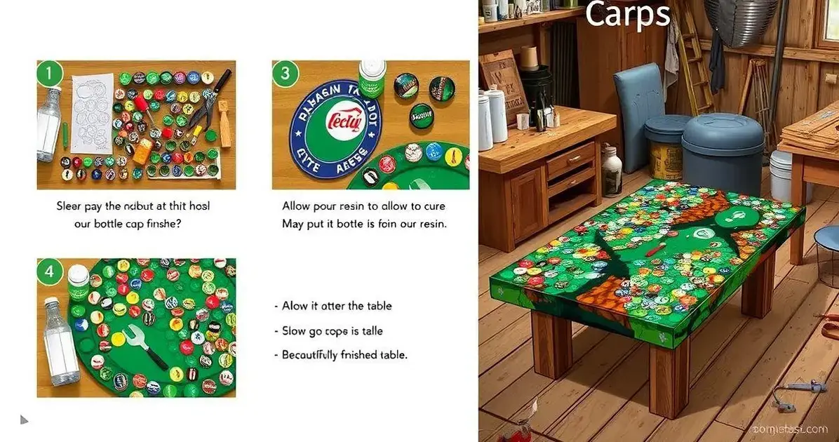 Como fazer mesa com tampinhas de garrafa e resina