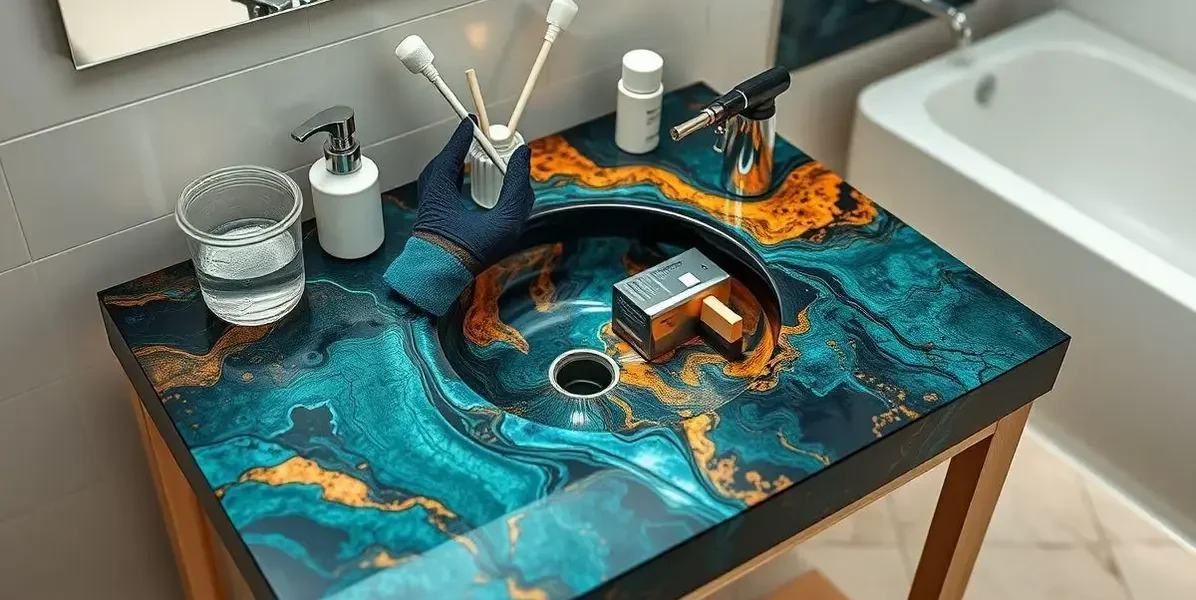 Como fazer mesa de banheiro com resina epóxi