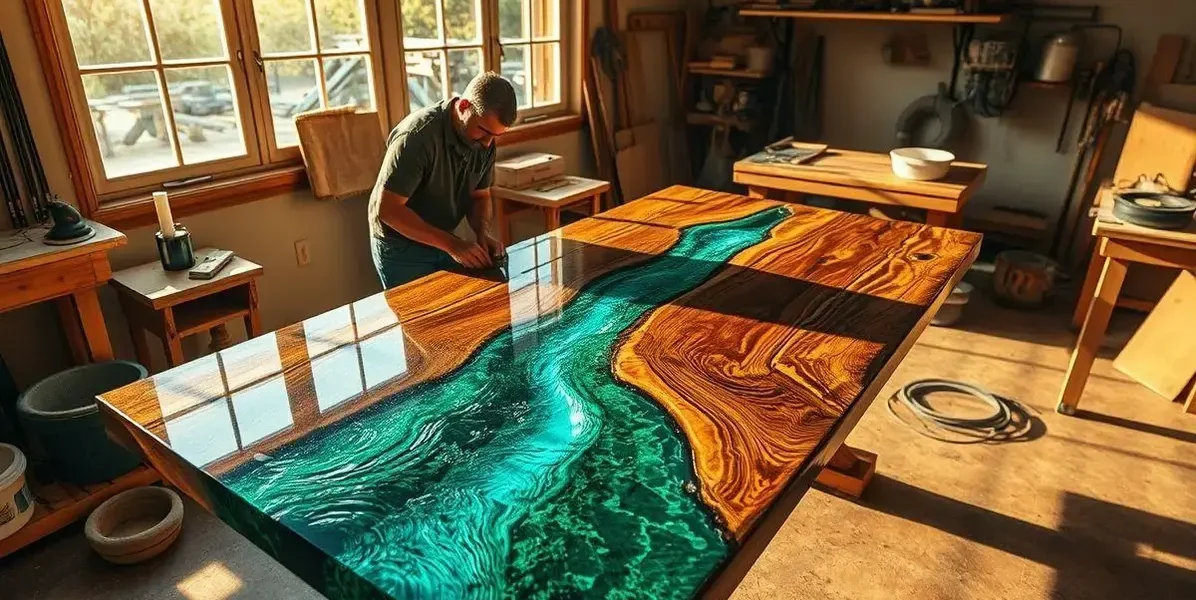 Como fazer mesa de jantar de madeira e resina epoxi