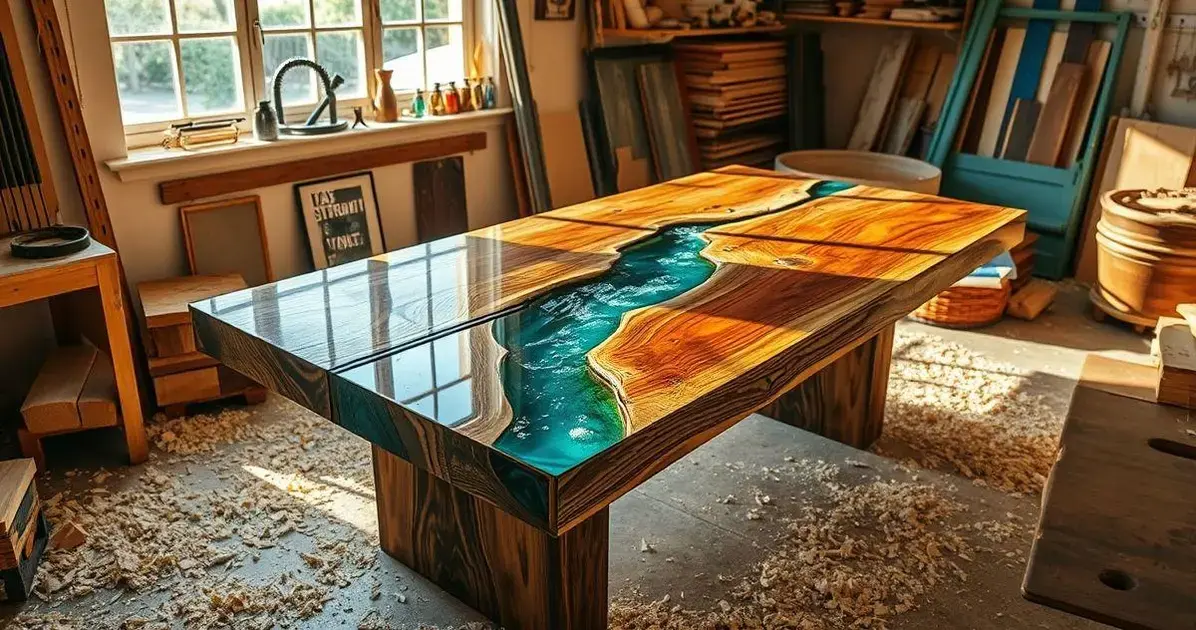 Como fazer mesa de madeira artesanal com resina espelhada