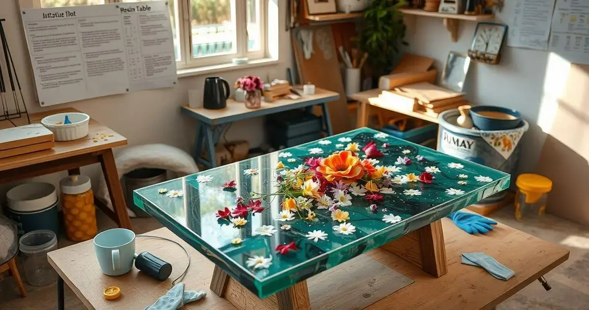 Como fazer mesa de resina com flores