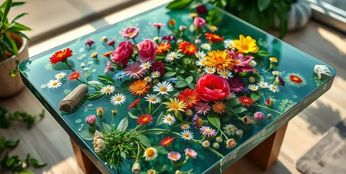 Como fazer mesa de resina com flores