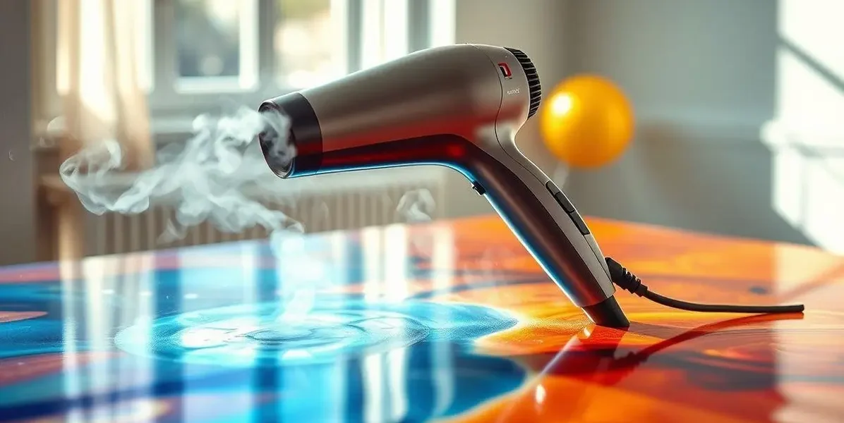 secar resina com secador de cabelo