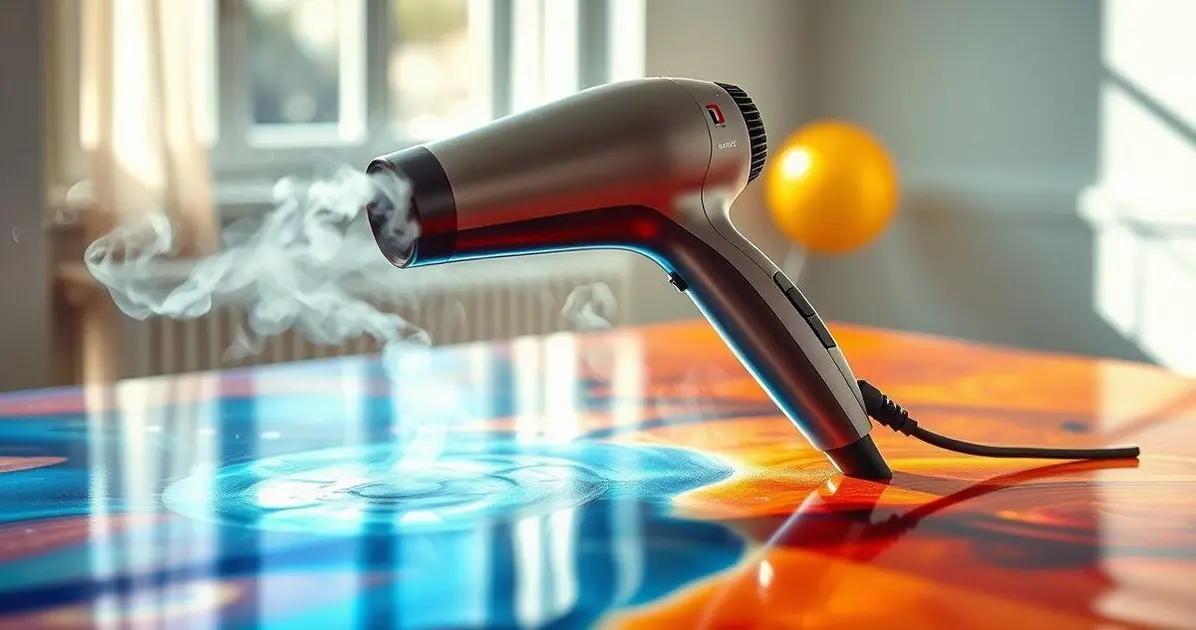 secar resina com secador de cabelo