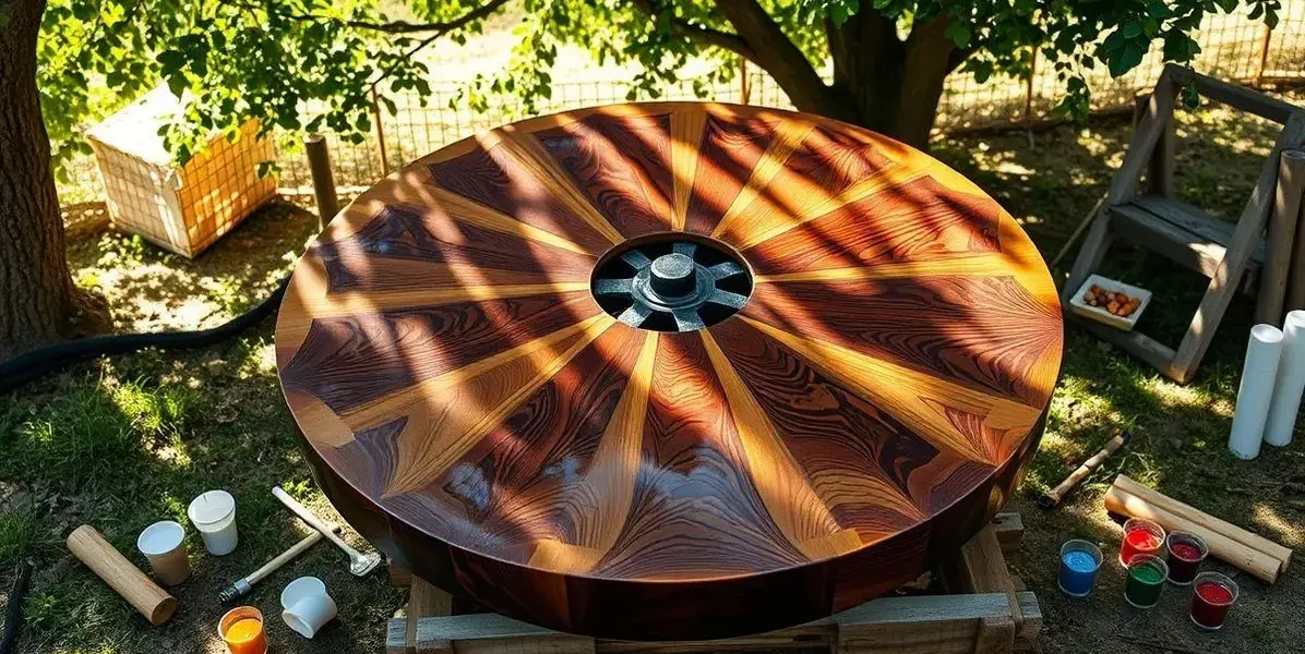 Como fazer mesa de roda de carroça com resina