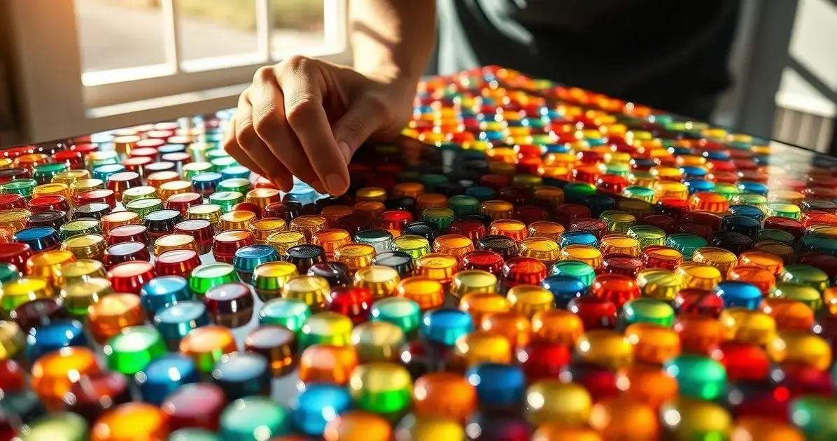 Como fazer mesa de tampa de garrafa e resina epoxi Como fazer mesa de tampa de garrafa e resina epoxi