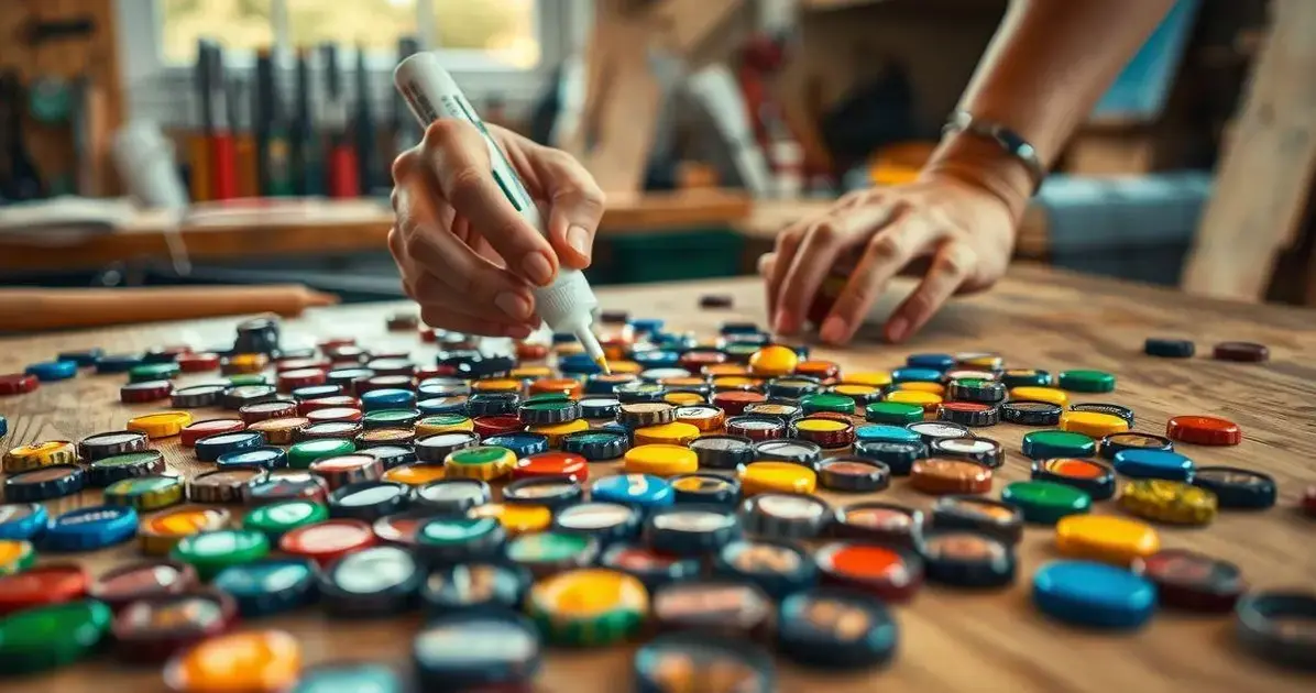 Como fazer mesa de tampinhas sem resina