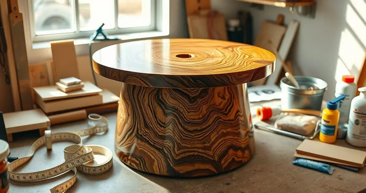 Como fazer mesa em madeira de carretel com resina