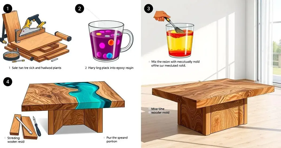 Como fazer mesas de madeira com resinas Como fazer mesas de madeira com resinas