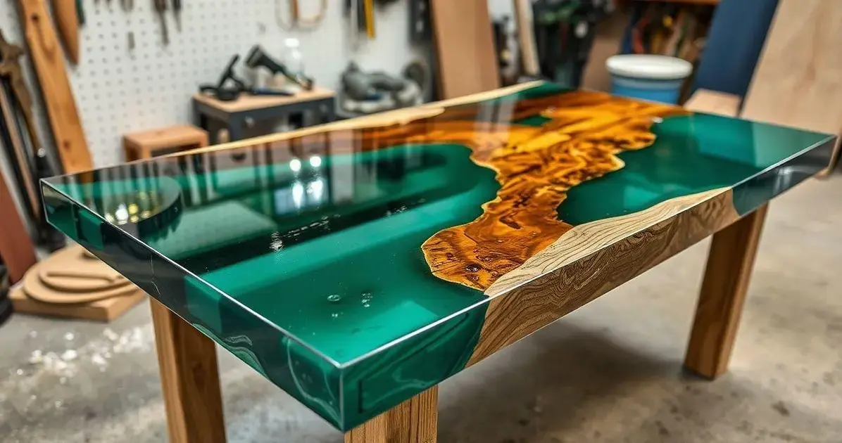 Como fazer moldura em tampo de mesa de resina epoxi