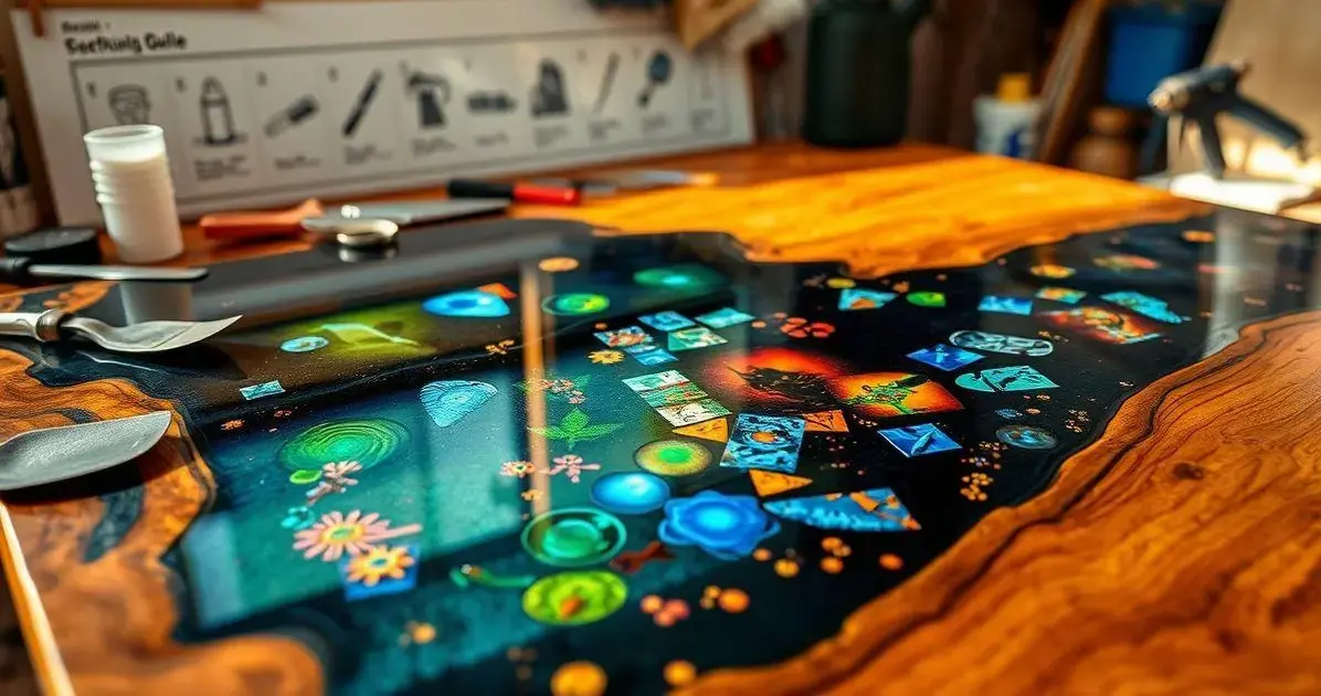 Como fazer tampo de mesa com resina e imagem