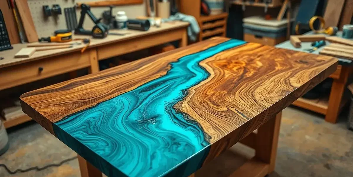 Como fazer tampos de mesa com madeira e resina