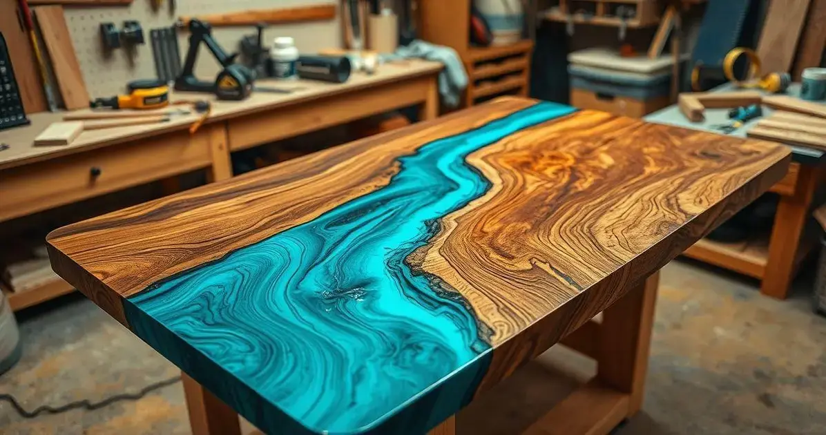 Como fazer tampos de mesa com madeira e resina