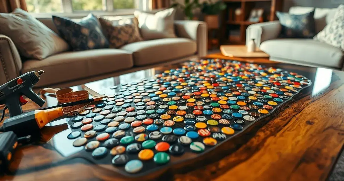 Como fazer uma mesa com tampas de cerveja e resina