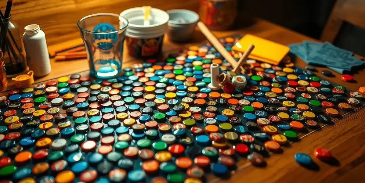 Como fazer uma mesa com tampas de cerveja e resina