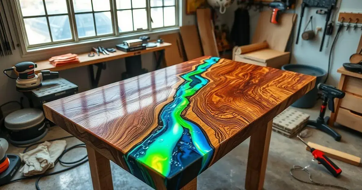 Como fazer uma mesa de resina e madeira Como fazer uma mesa de resina e madeira