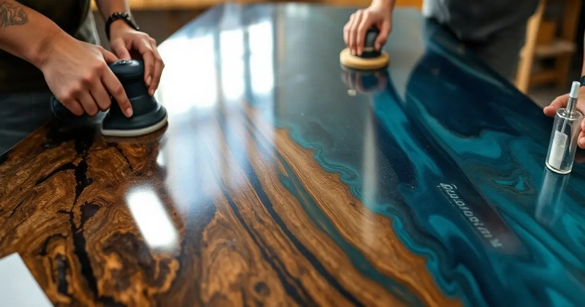 Como lixar mesa de resina epoxi Como lixar mesa de resina epoxi