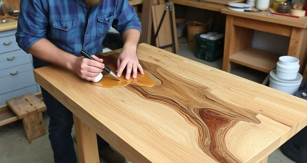 Como usar a resina epox em uma mesa de madeira