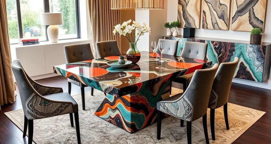 Comprar mesa de jantar em resina