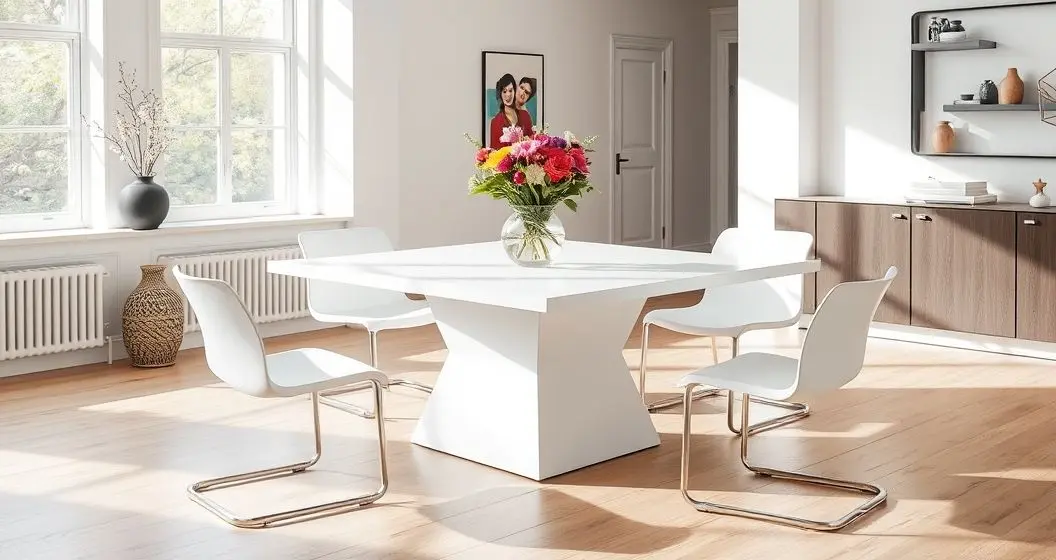 Comprar mesa de resina branca quadrada