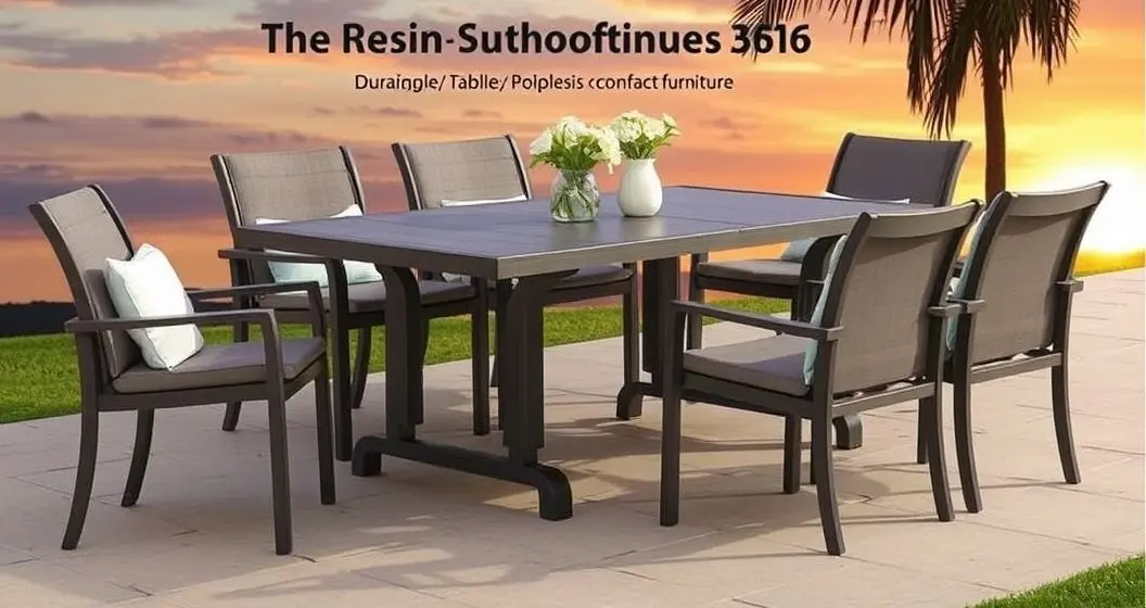 Conjunto de mesa com 6 cadeiras em resina