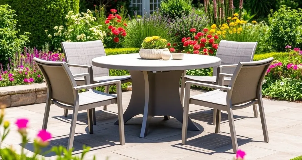 Conjunto de mesa com 6 cadeiras em resina