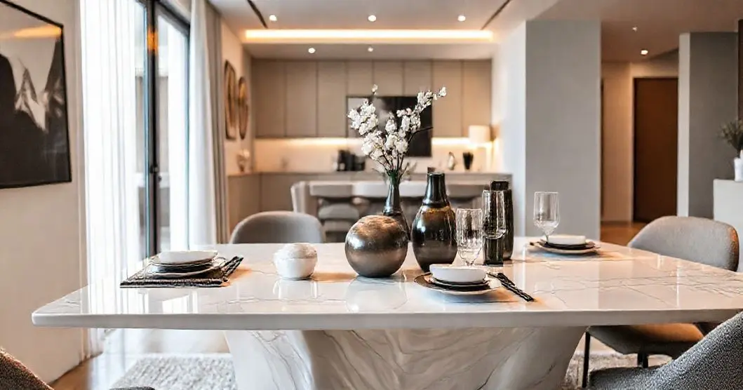 Conjunto de mesa de resina branca