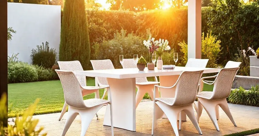 Conjunto de mesa de resina branca