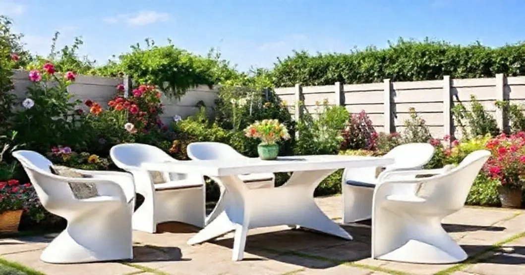 Conjunto de mesa de resina branca jardim