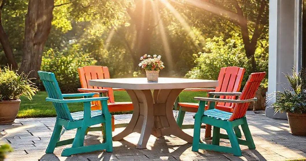 Conjunto de mesa de resina de 4 lugares