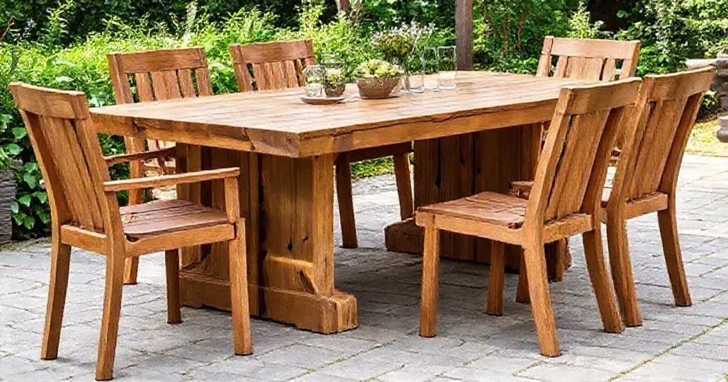 Conjunto de mesa e cadeiras madeira maciça resina