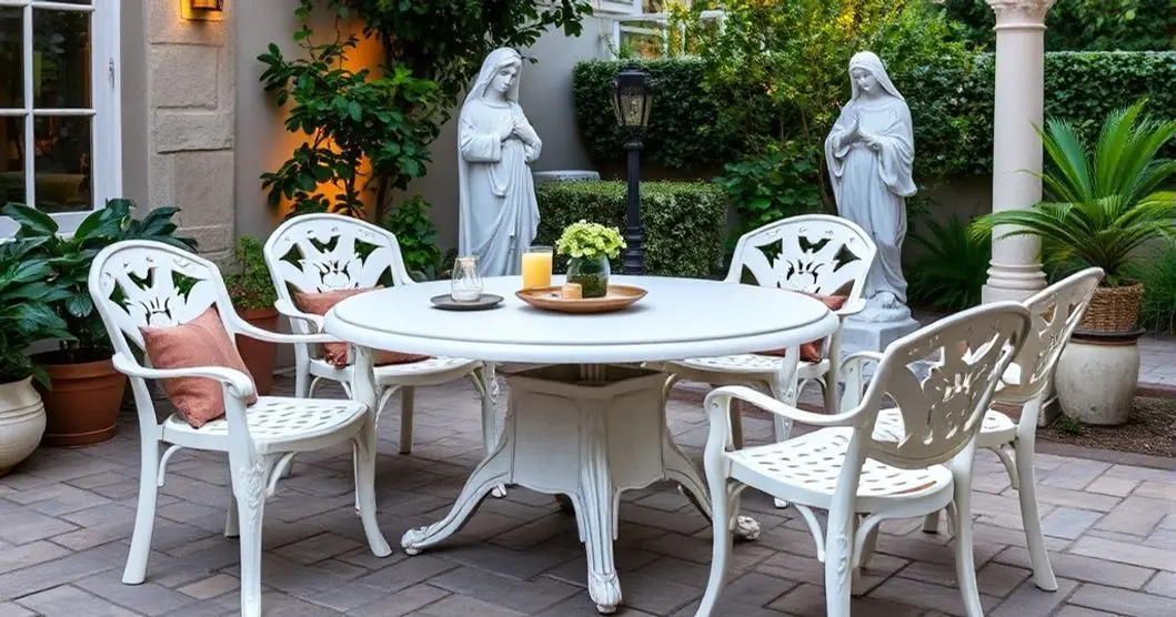 Conjunto de mesa em resina branca e santo