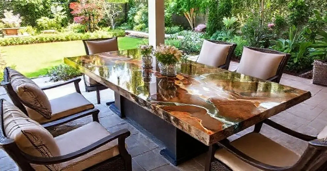 Conjunto de mesas de jantar com resina