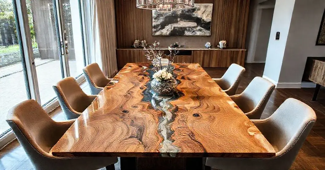 Conjunto de mesas de jantar com resina