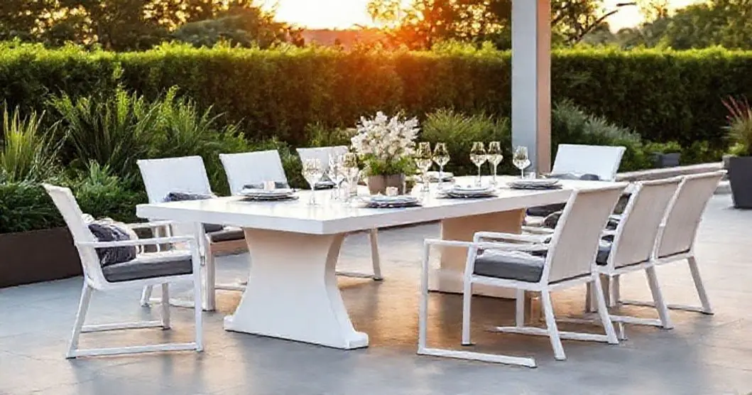 Conjunto mesa de resina branca 8 lugares