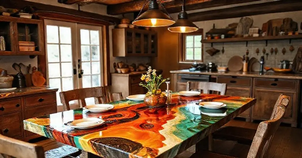 Cozinhas com mesas de resina