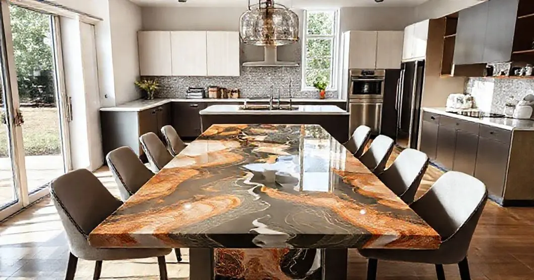 Cozinhas com mesas de resina