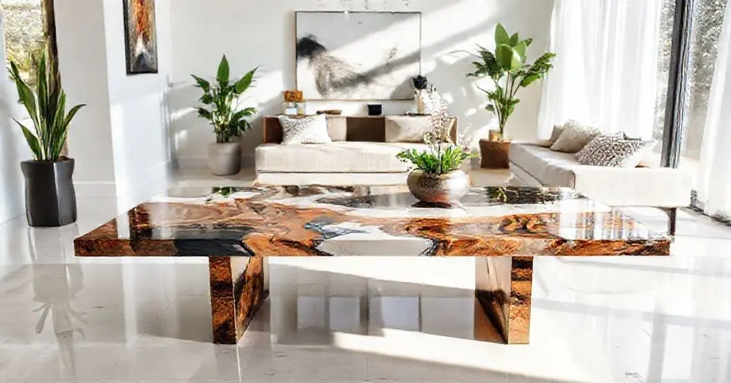 Curso de mesa com resina epoxi